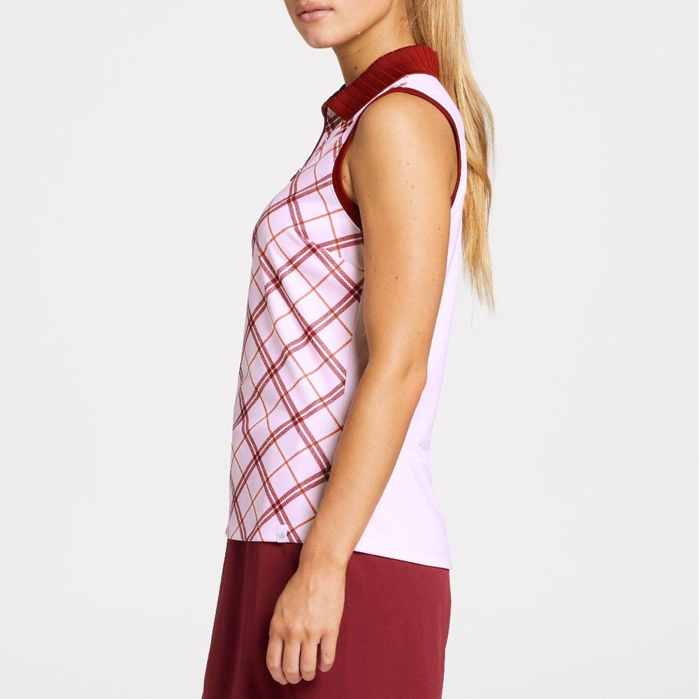 NWT Lady Hagen Women's Clubhouse Plaid Sleeveless Golf Polo - Picture 2 of 7